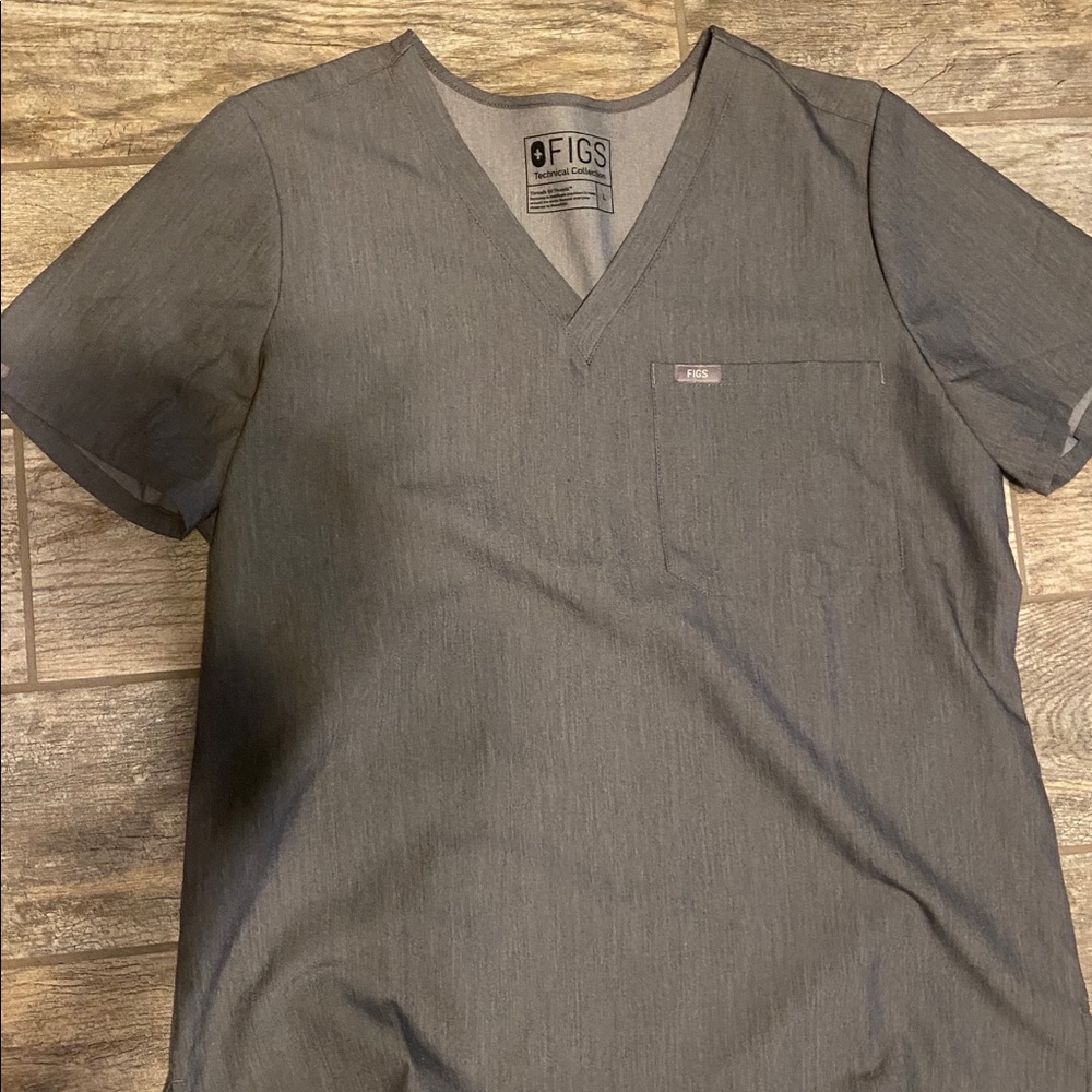 Graphite figs scrub top